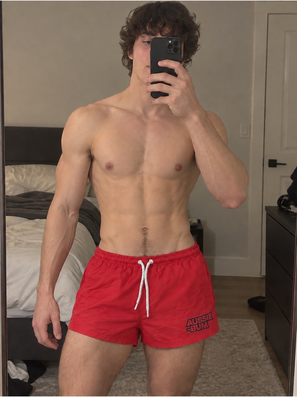 AussieBum Men’s Red Swim Trunks with Drawstring